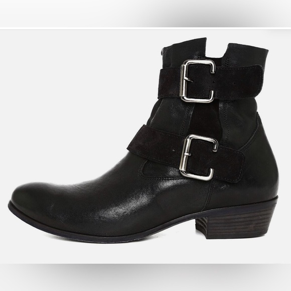 Paul Green Denver Belted Biker Leather Boot Black Size 5.5 UK / 8 US - Picture 1 of 12